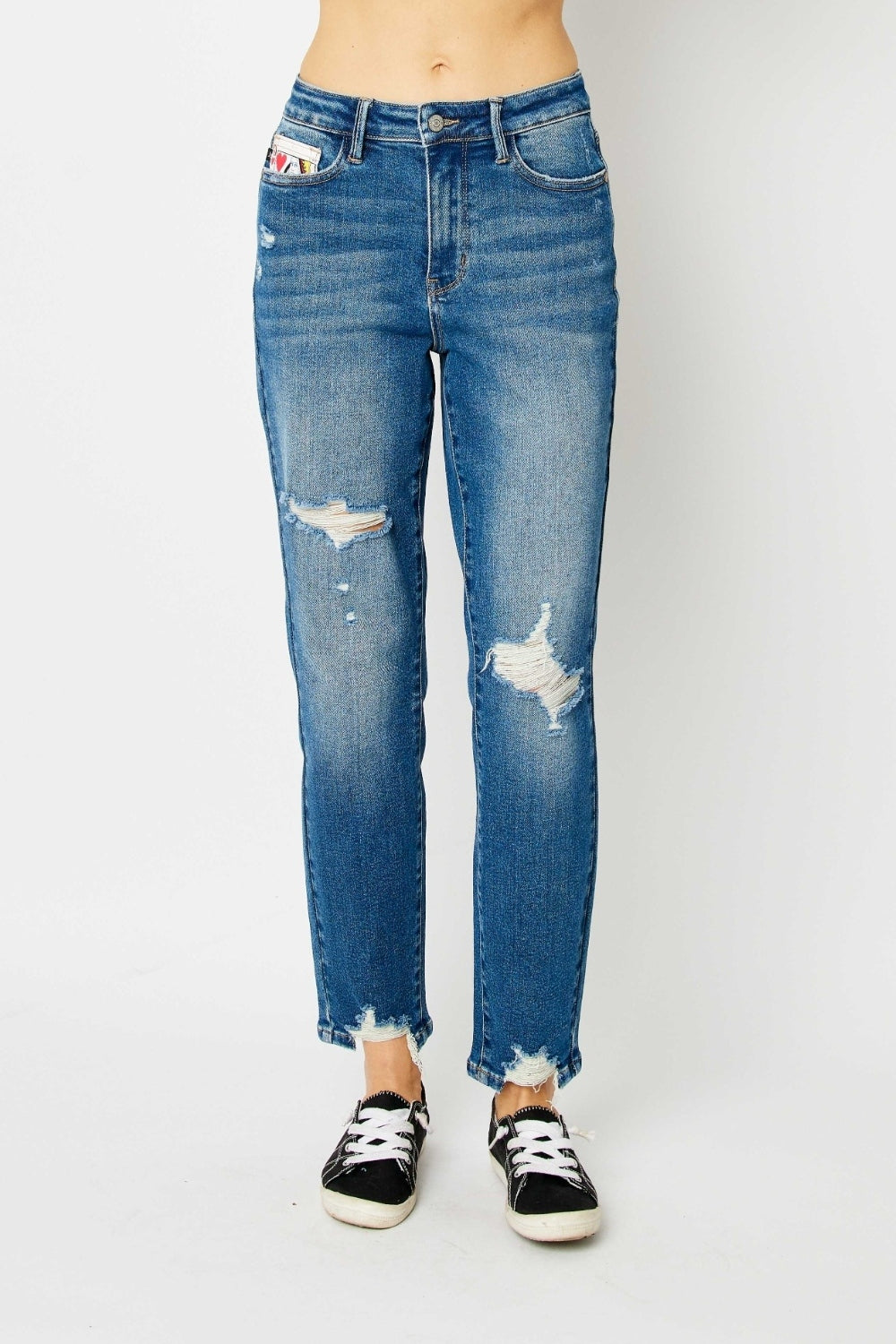 Judy Blue Full Size Distressed Slim Jeans